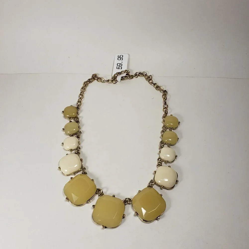 Colorful Stones Statement Necklace – Polished Gold - Stunning 20